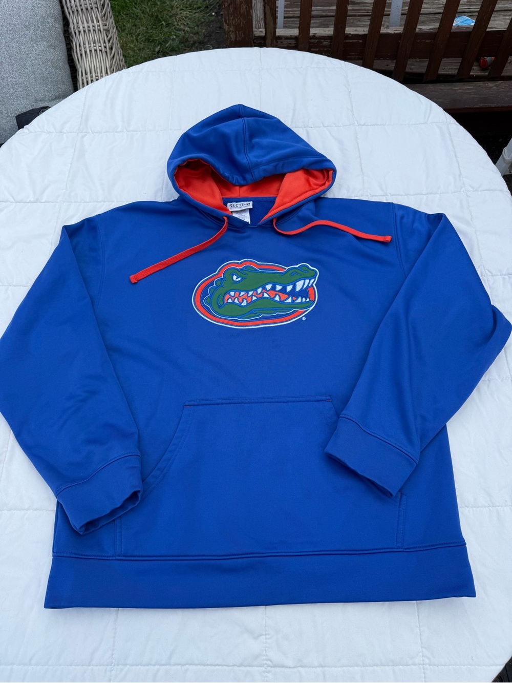 Majestic Blue Pullover Hoodie with Orange Accent